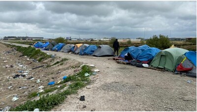 Le camp du Old Liddl, à l'est de Calais, en avril 2022. Crédit : InfoMigrants