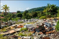 Après une opération d’évacuations collectives et de démolitions, en février 2020, sur une partie du Mont Baduel, à Cayenne, où vivraient un millier de personnes. © Photo Jody Amiet / Guyaweb