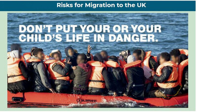 Le site britannique "On the Move", créé par le gouvernement, tente de dissuader les migrants de prendre la route pour le Royaume-Uni. Crédit : Capture d'écran/On the Move