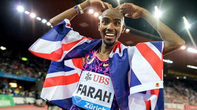 AFP/Archives | Le Britannique Mo Farah célèbre sa victoire sur le 5.000 m, le 24 août 2017 à Zurich