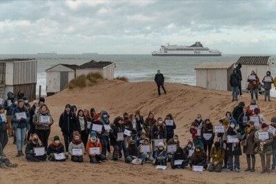 Manifestation 'Commemoration' à Calais, en memoire des 347 personnes mortes à la frontiere Franco-Britanique depuis1999.